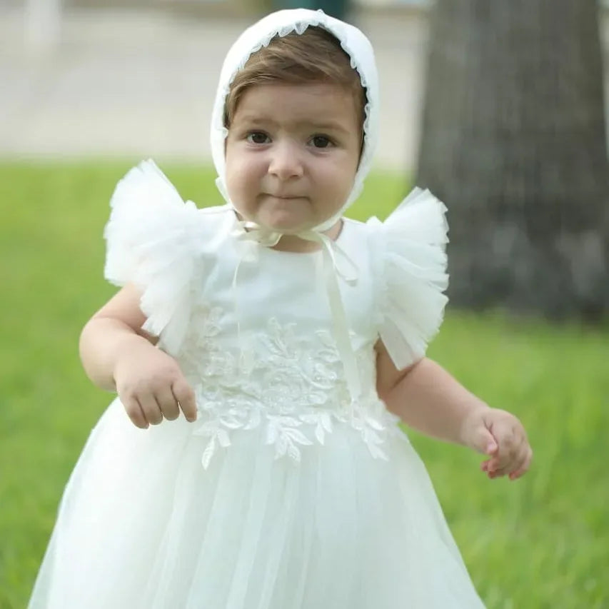 Lara Christening Gown With Bonnet - 1018 LF