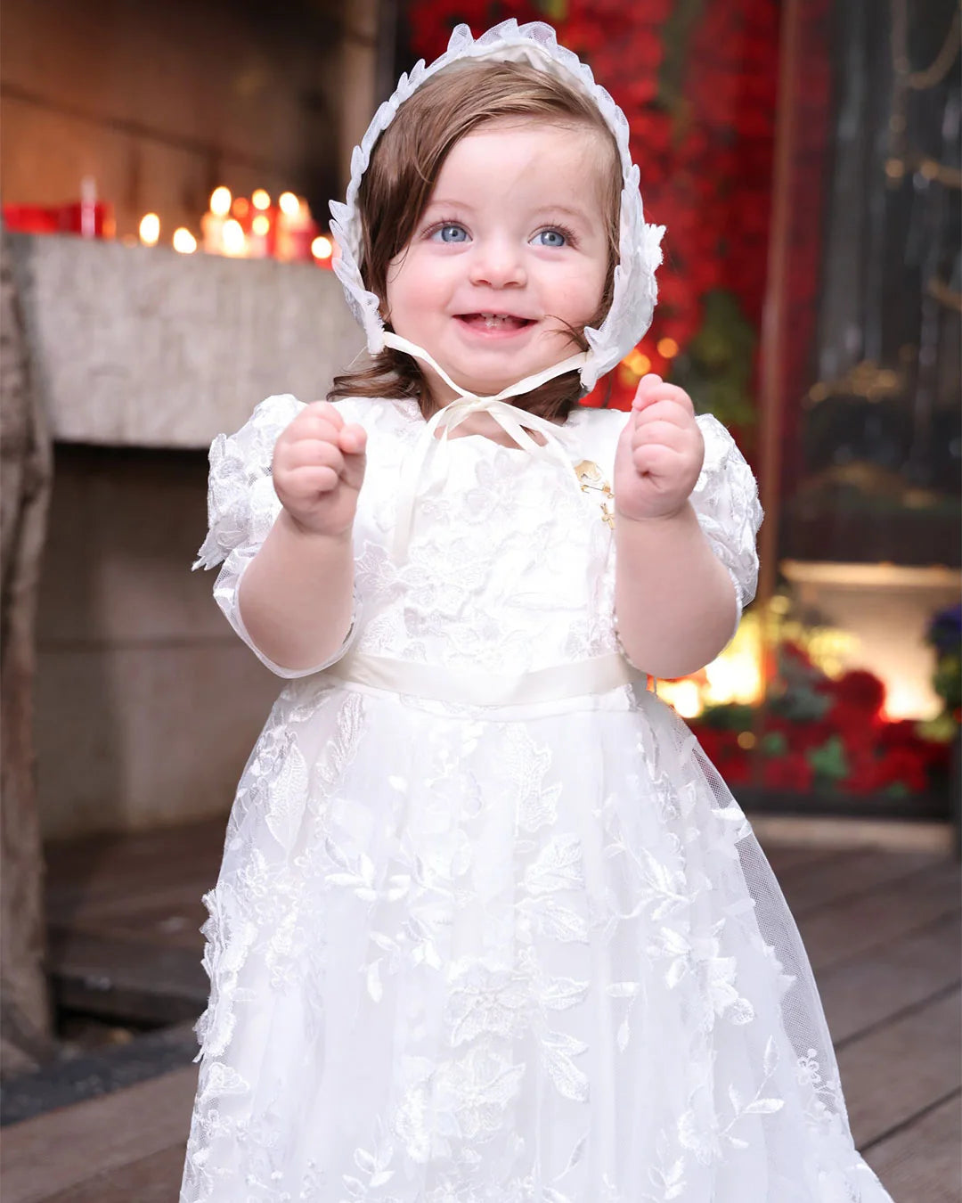 Carine Christening Gown With Bonnet - 1084 LF