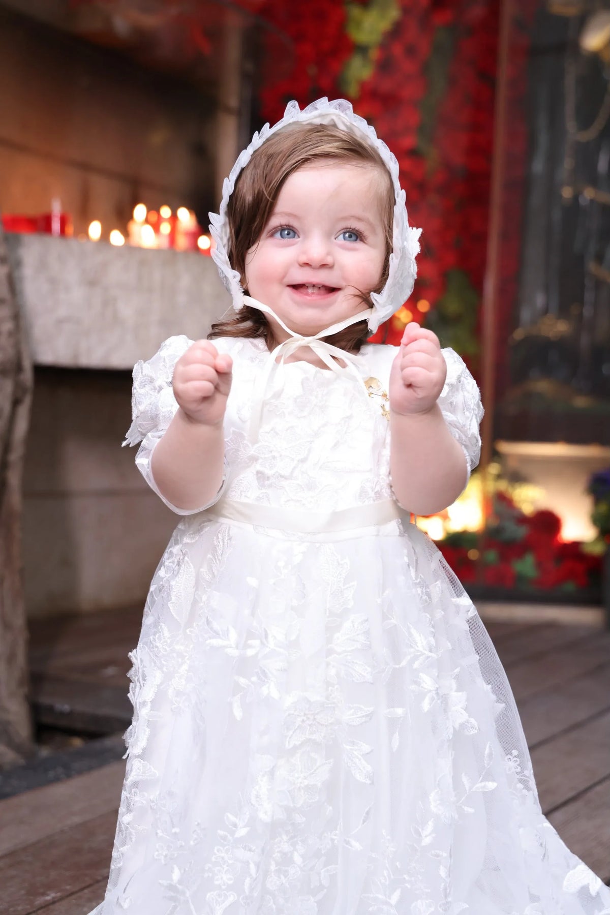 Carine Christening Gown With Bonnet - 1084 LF