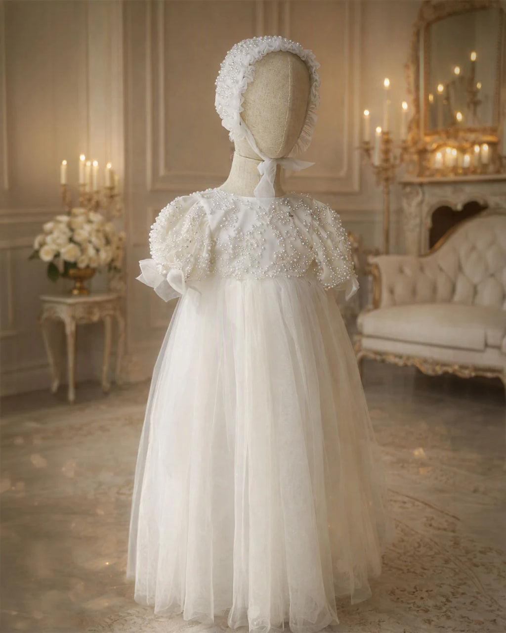 Rebecca Christening Gown With Bonnet - 1104 LF