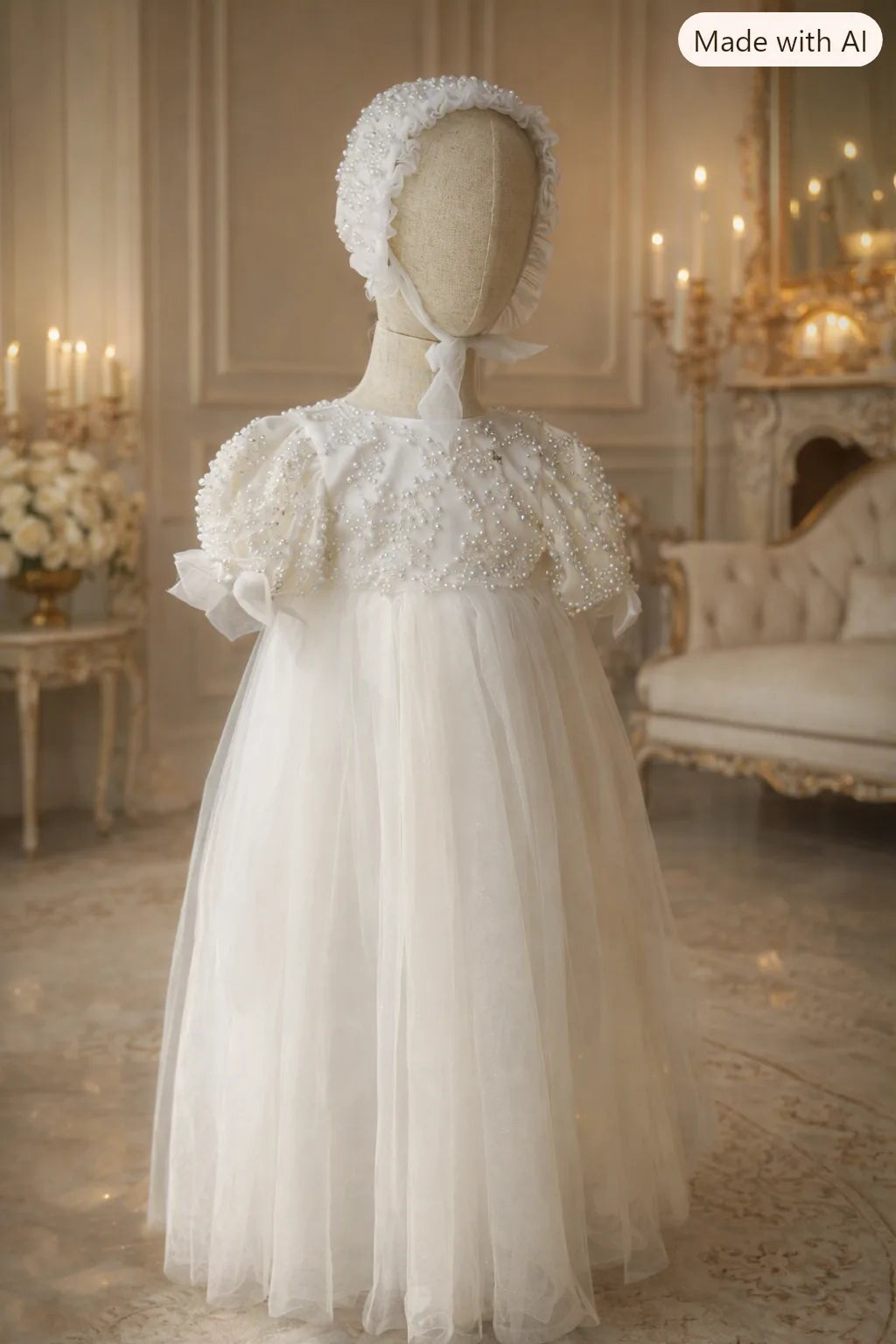 Rebecca Christening Gown With Bonnet - 1104 LF