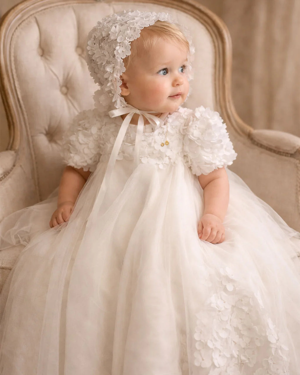 Sienna Christening Gown With Bonnet - 1108 LF