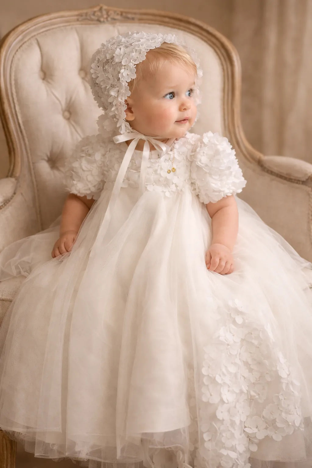 Sienna Christening Gown With Bonnet - 1108 LF