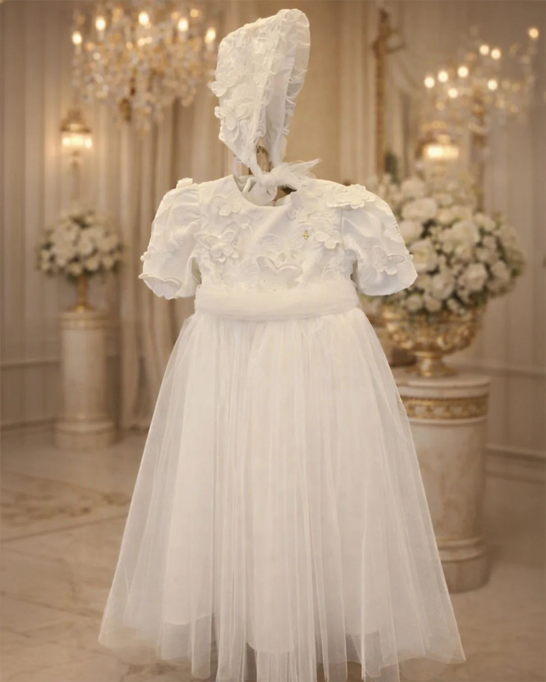 Diane Christening Gown With Bonnet - 1109 LF
