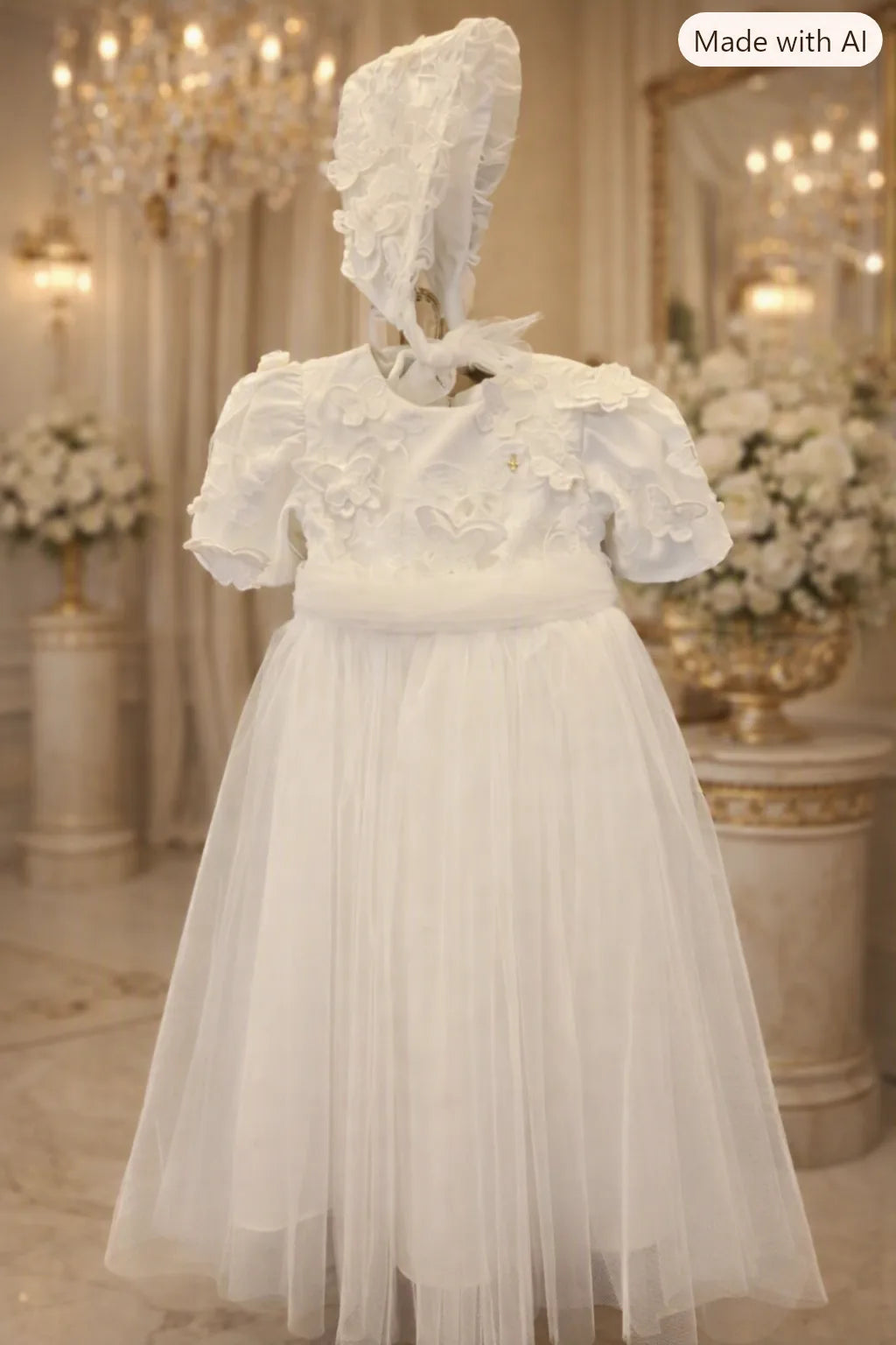 Diane Christening Gown With Bonnet - 1109 LF