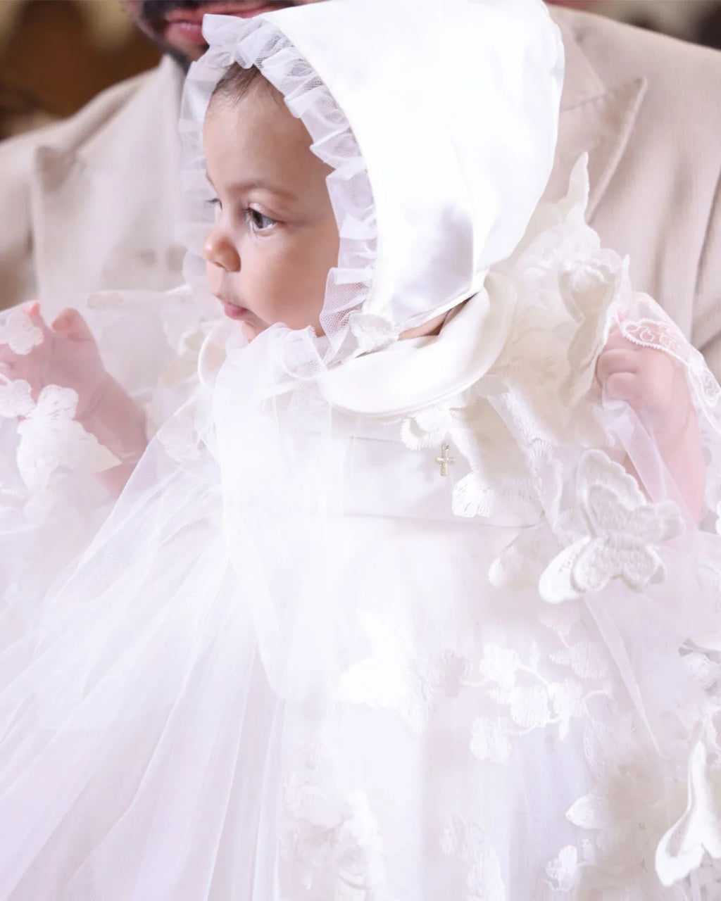 Rose Christening Gown With Bonnet - 1112 LF