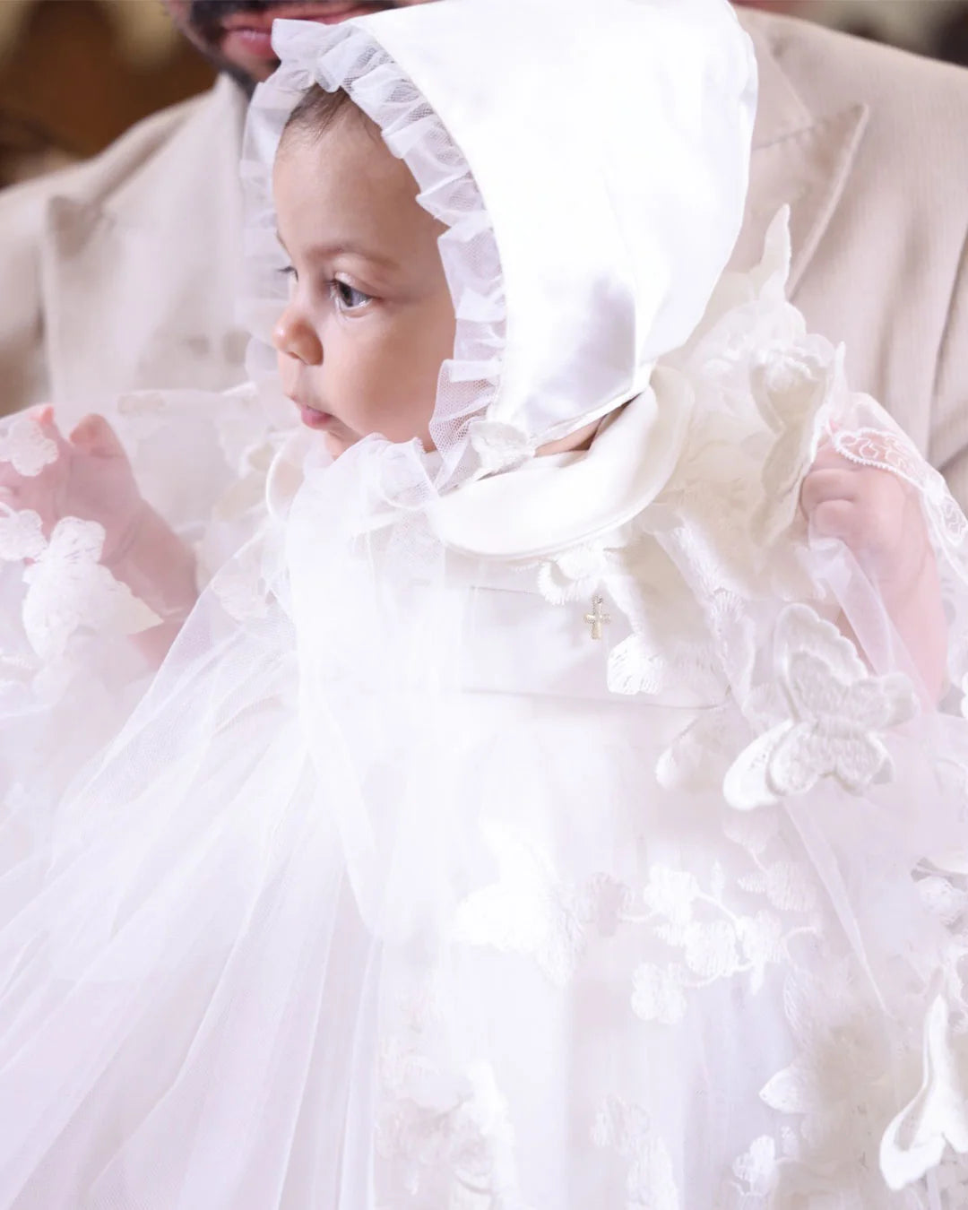 Rose Christening Gown With Bonnet - 1112 LF