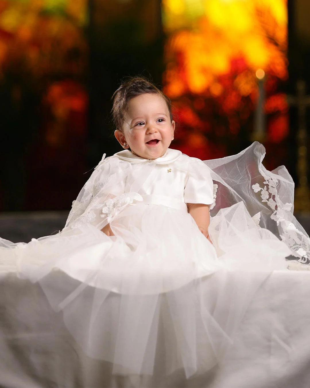 Rose Christening Gown With Bonnet - 1112 LF