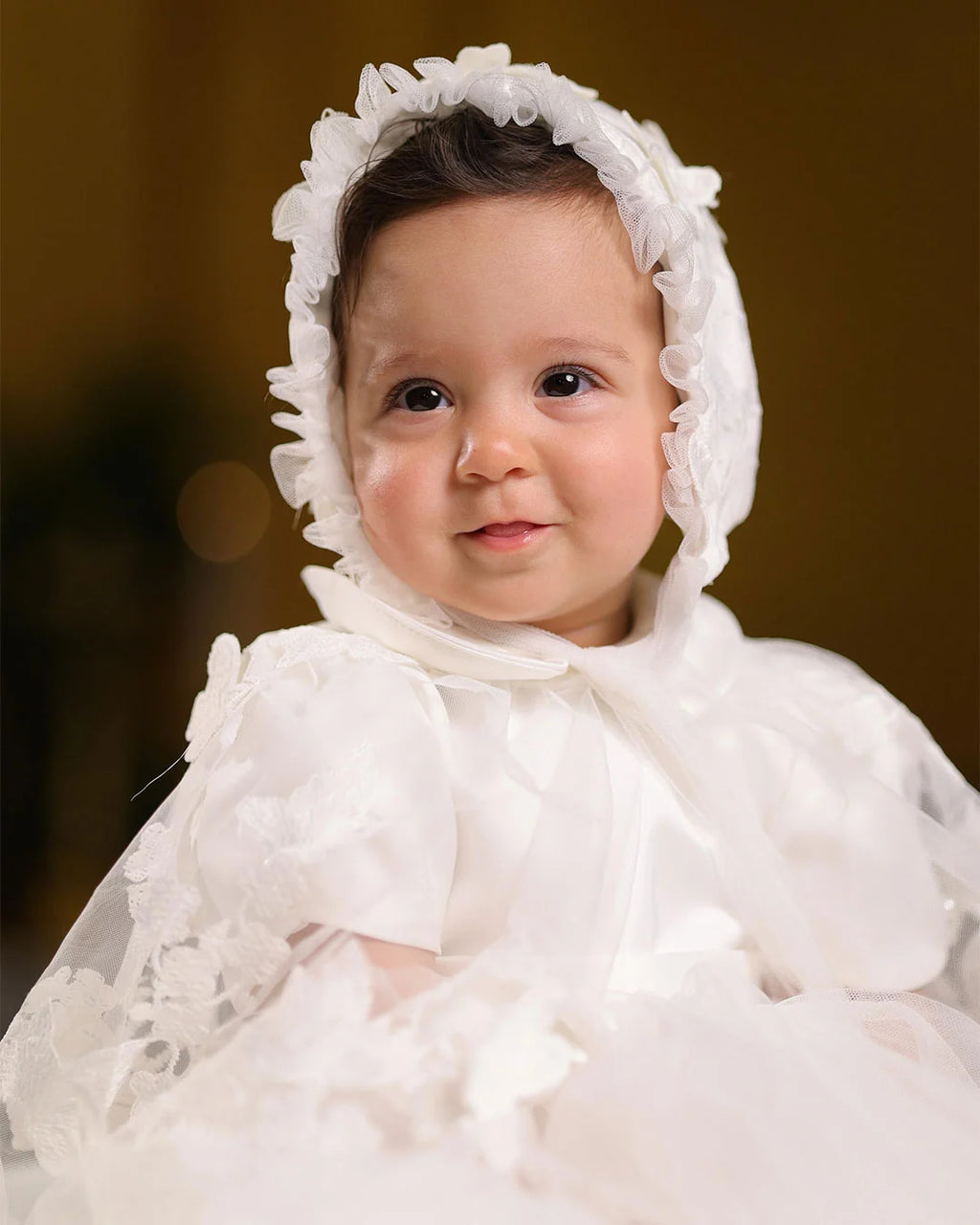Rose Christening Gown With Bonnet - 1112 LF