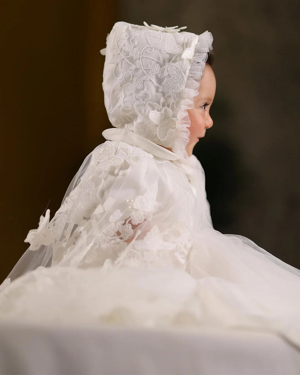 Rose Christening Gown With Bonnet - 1112 LF