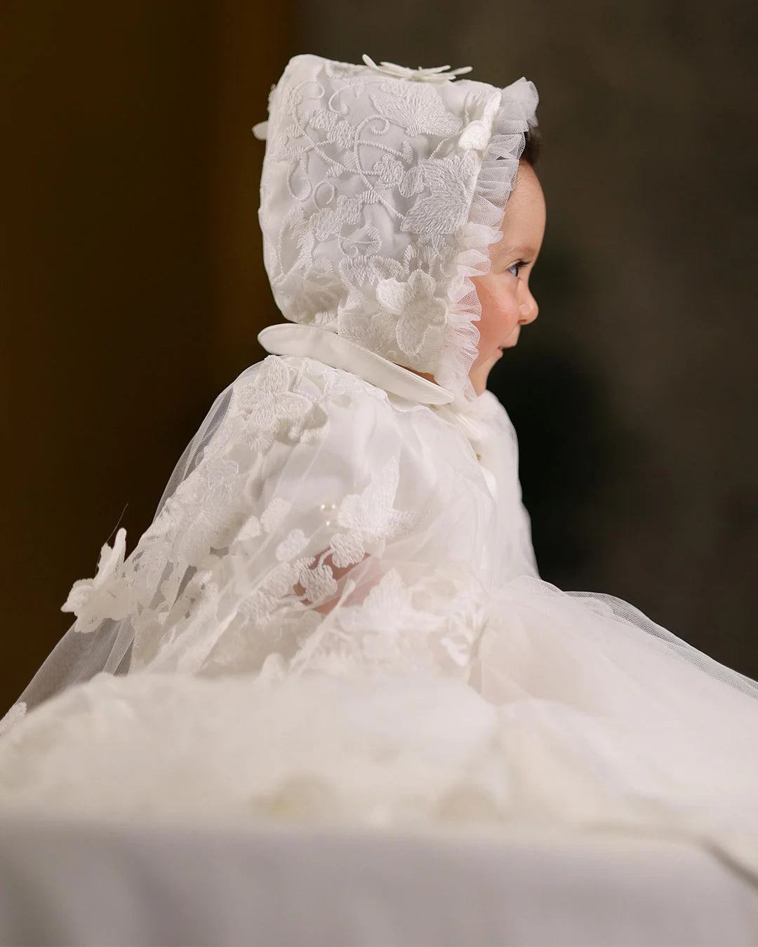 Rose Christening Gown With Bonnet - 1112 LF