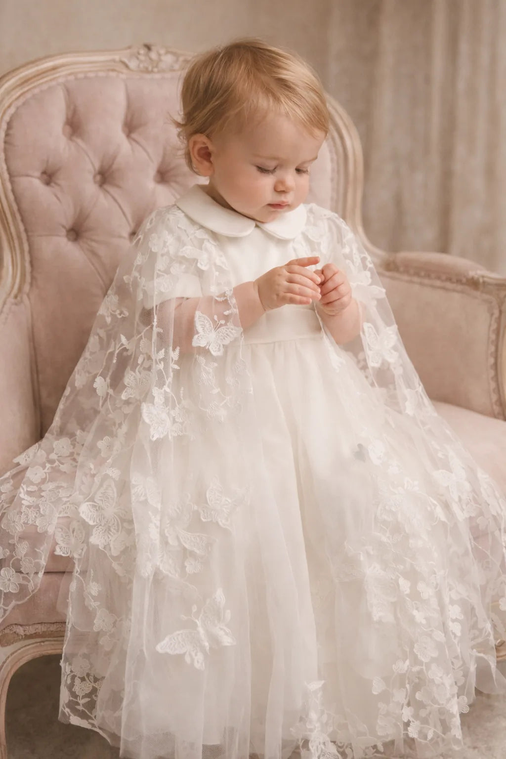 Rose Christening Gown With Bonnet - 1112 LF