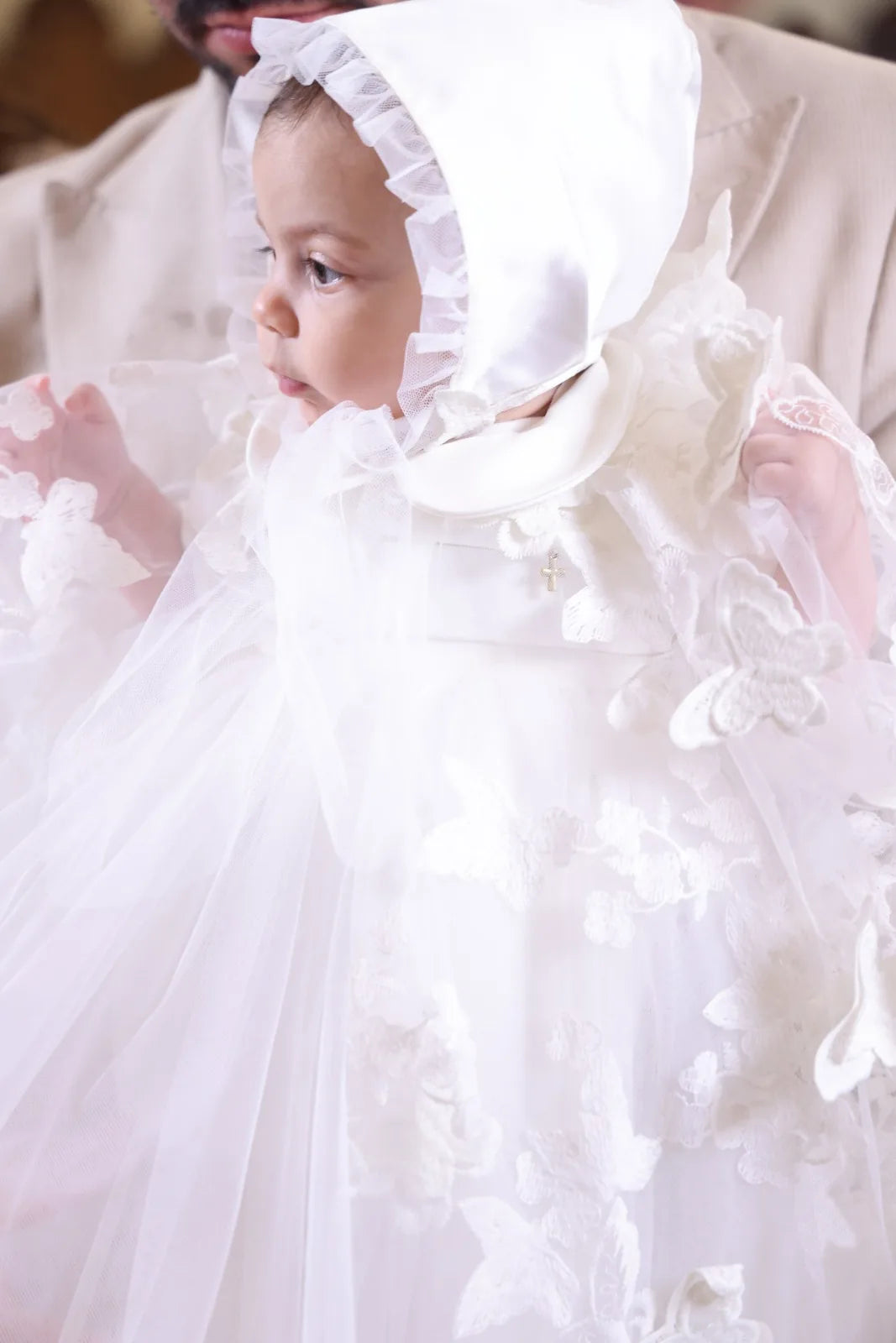 Rose Christening Gown With Bonnet - 1112 LF