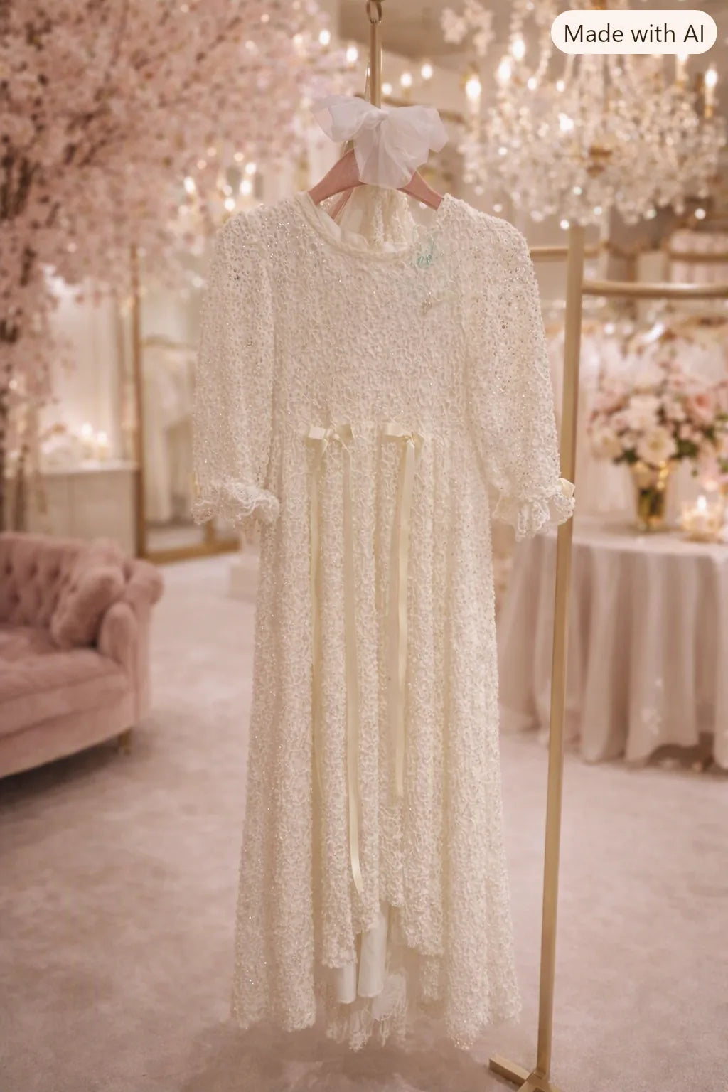 Celine Christening Gown With Bonnet - 1114 LF