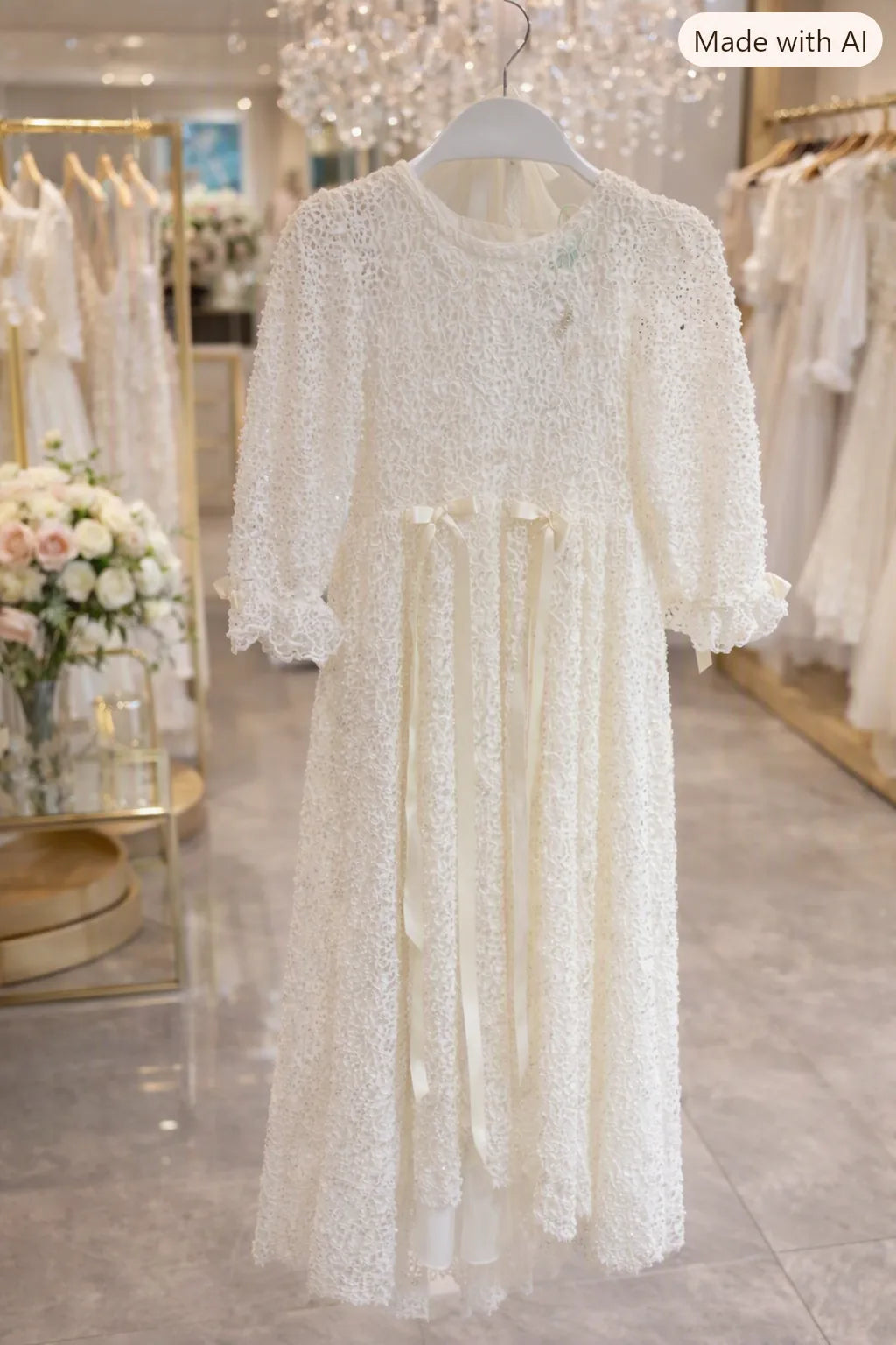 Celine Christening Gown With Bonnet - 1114 LF