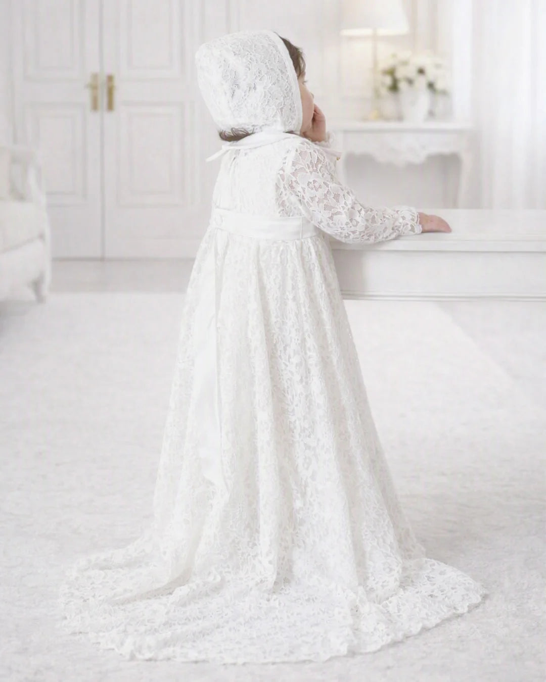 Maria Christening Gown With Bonnet - 9413B LF