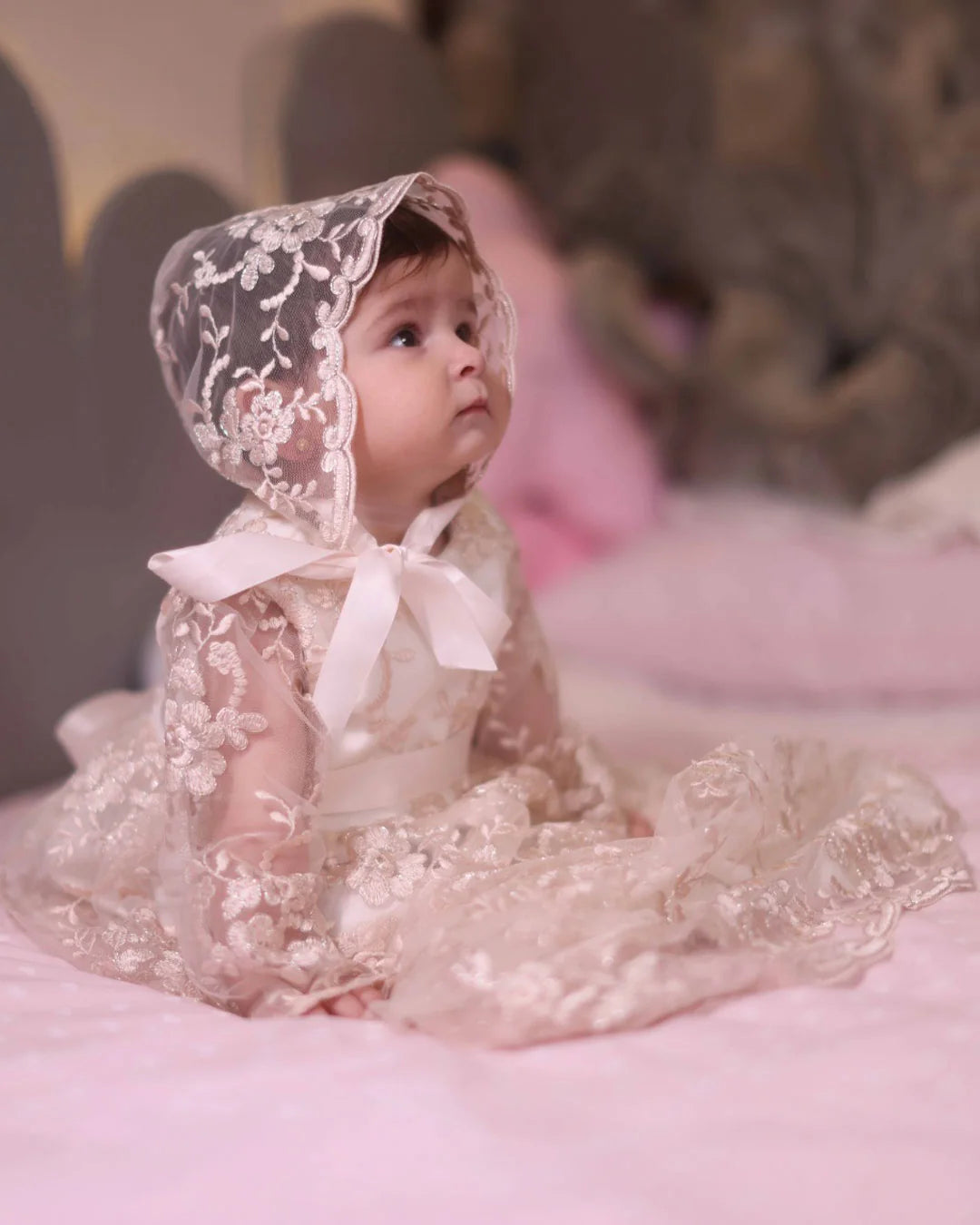 Angela Christening Gown With Bonnet - 9918 LF