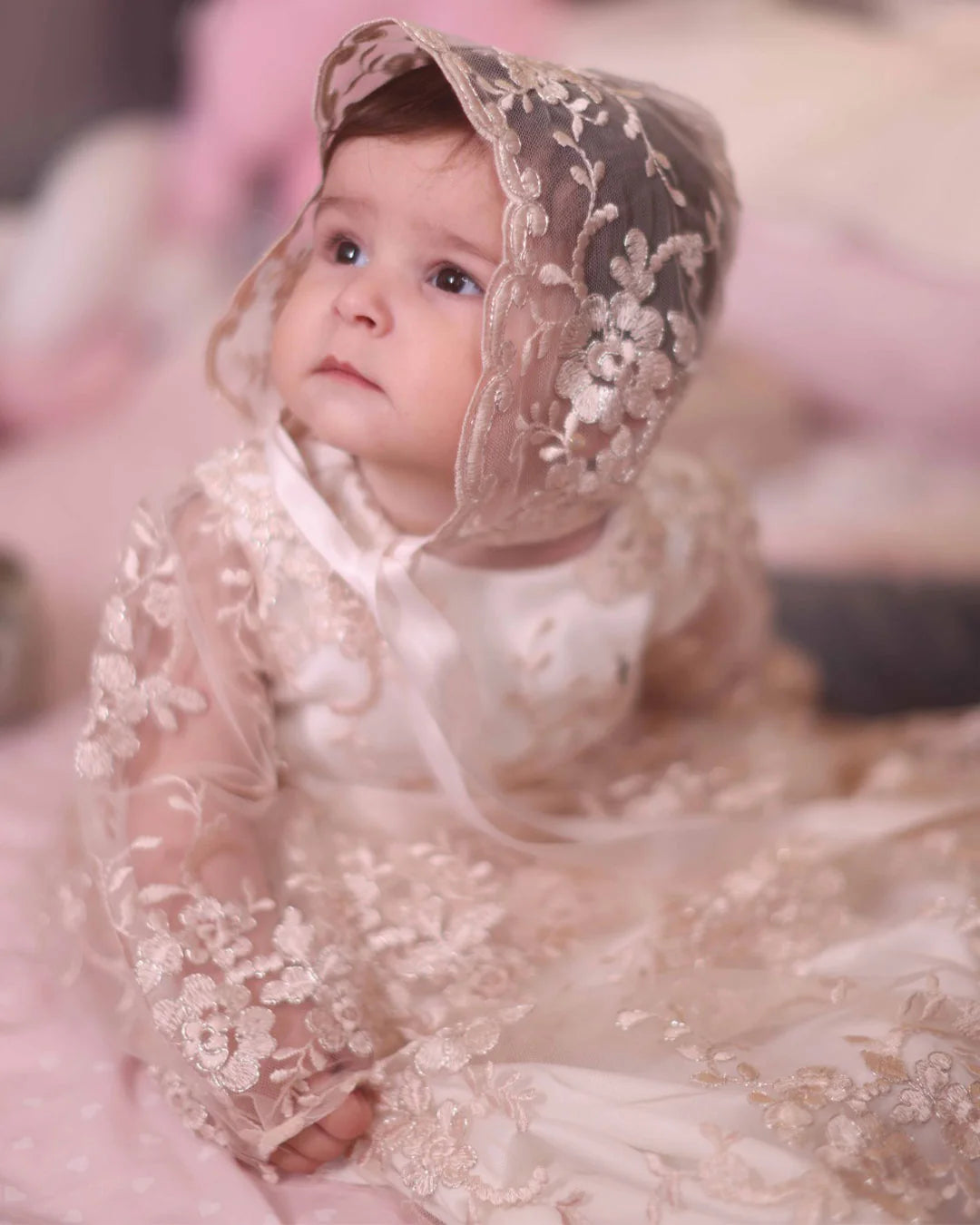 Angela Christening Gown With Bonnet - 9918 LF