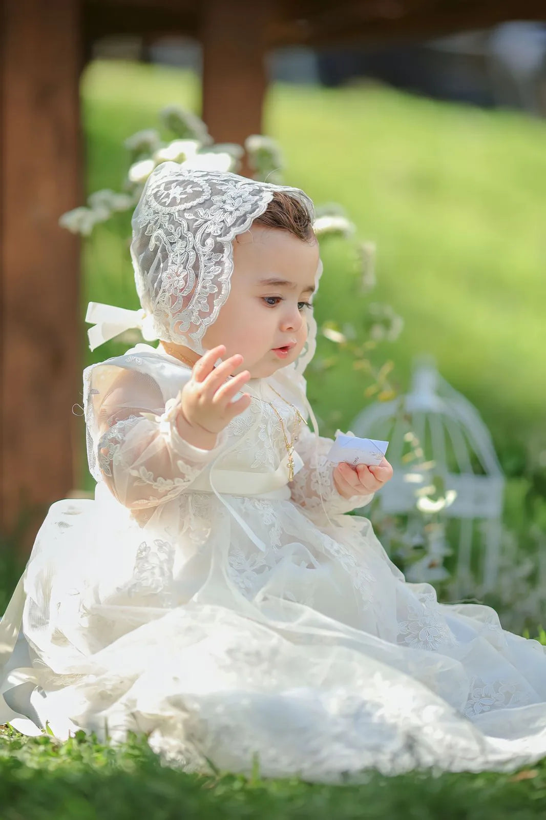 Angela Christening Gown With Bonnet - 9918 LF