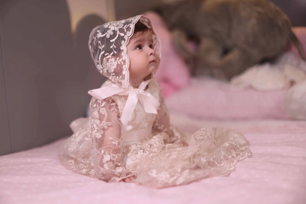 Angela Christening Gown With Bonnet - 9918 LF