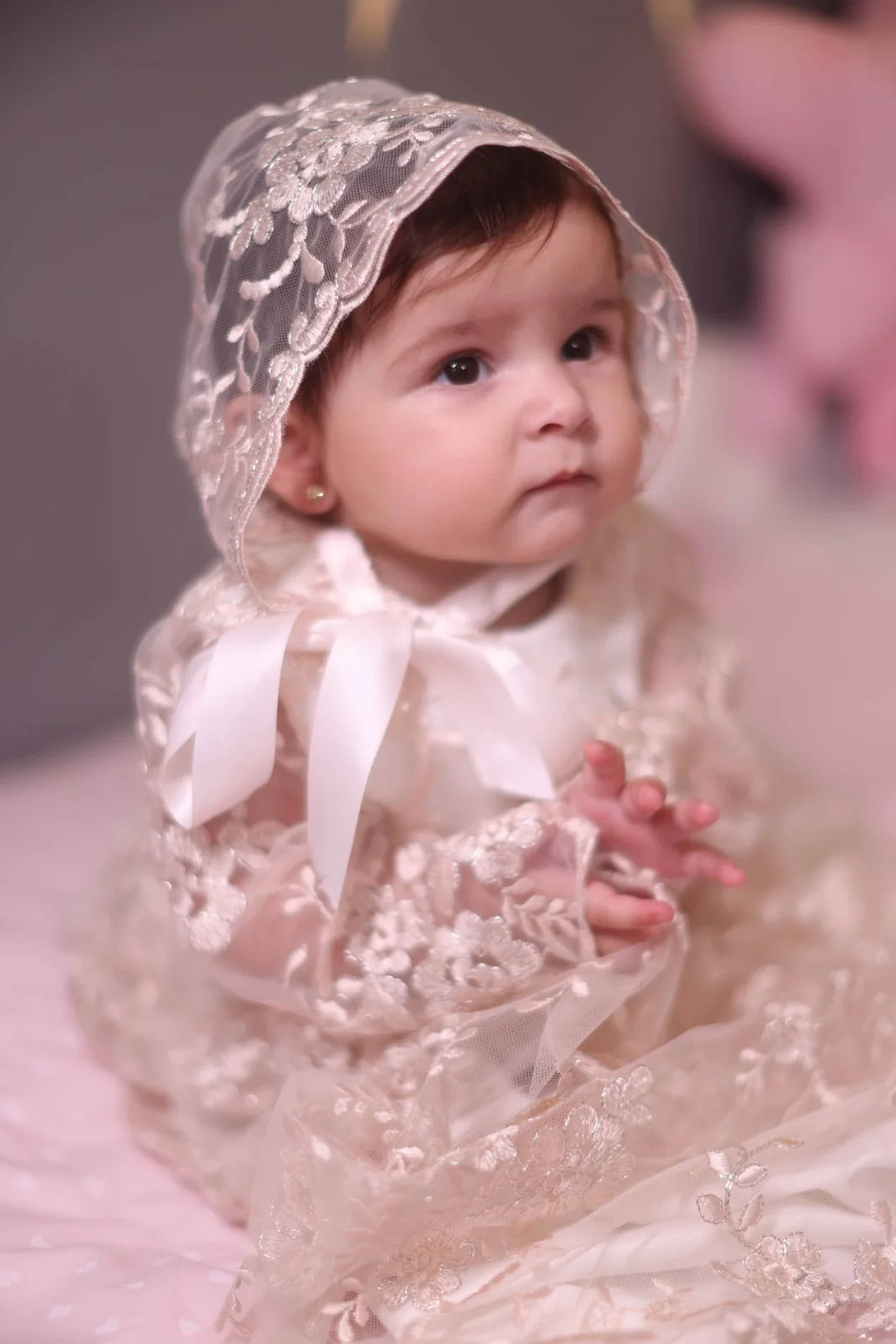 Angela Christening Gown With Bonnet - 9918 LF