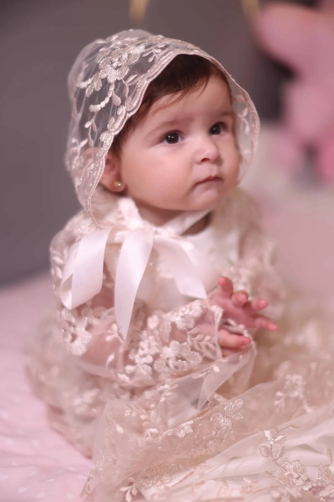 Angela Christening Gown With Bonnet - 9918 LF