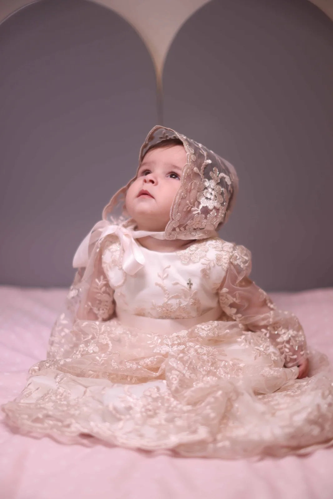 Angela Christening Gown With Bonnet - 9918 LF