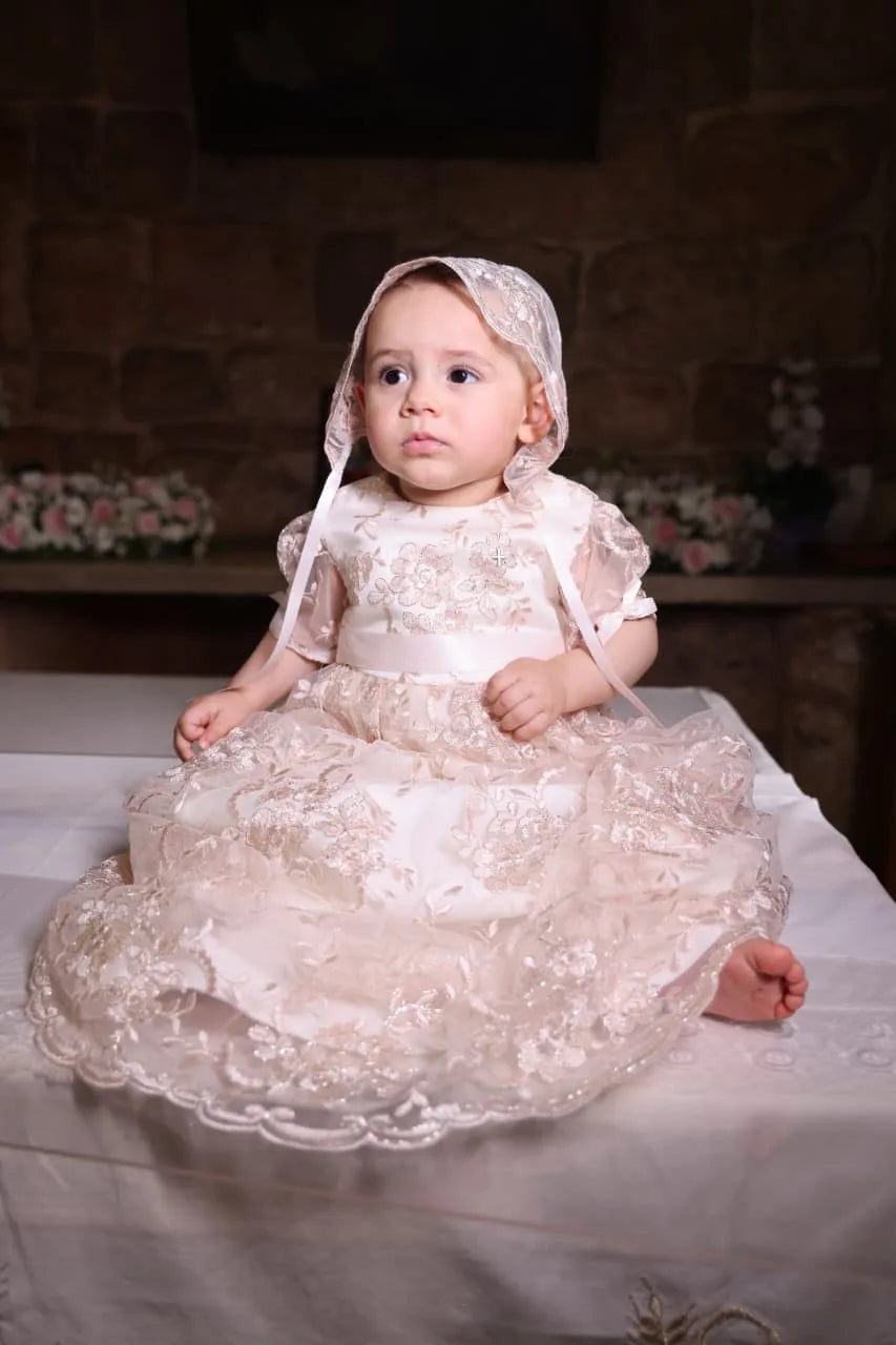 Angela Christening Gown With Bonnet - 9918 LF