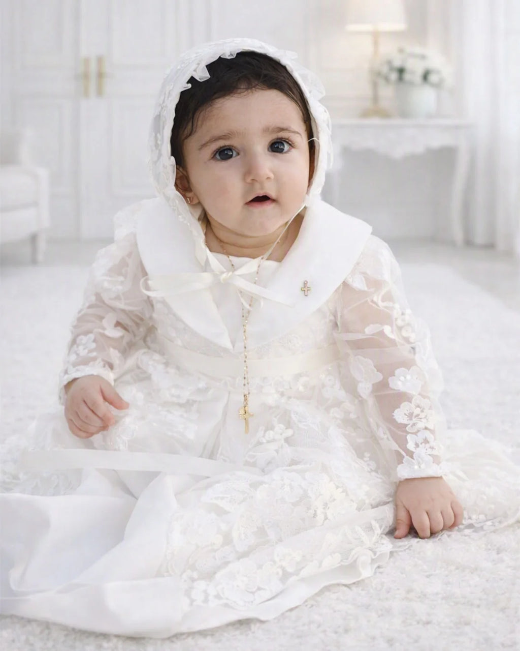Andrea Christening Gown With Bonnet - 9943 LF