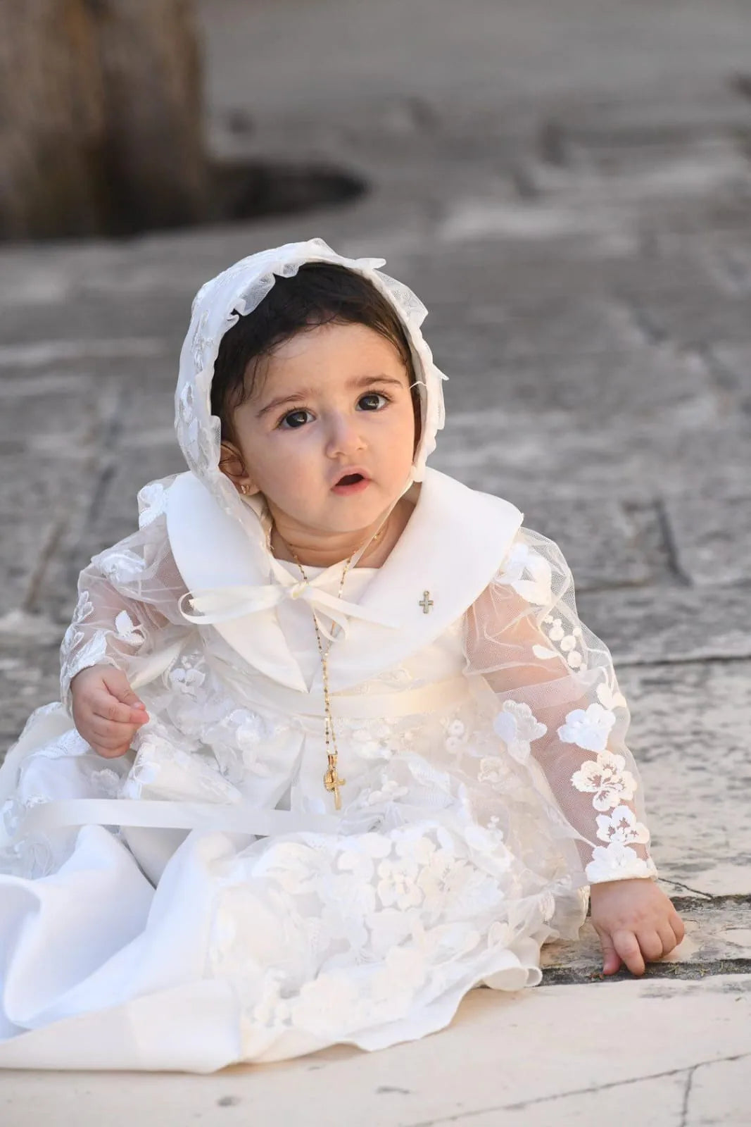 Andrea Christening Gown With Bonnet - 9943 LF